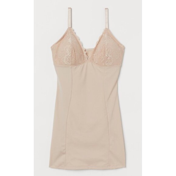 NWOT H&M women's plus 3XL lace Firm Shaping Slip in light beige w/ padded cups - Picture 1 of 7